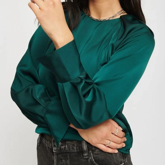 Dynamite Romy Open-Back Satin Blouse - Picture 2 of 10